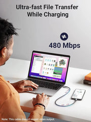 UGREEN USB-C to USB-C Cable 1M 100W PD Aluminum Case MacBook Pro Huawei Matebook iPad Pro Chromebook Samsung Note (70427) Ugreen