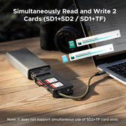 UGREEN 55899 USB-C/USB-A 3-slot card reader with 11-card case simultaneously read and write two cards