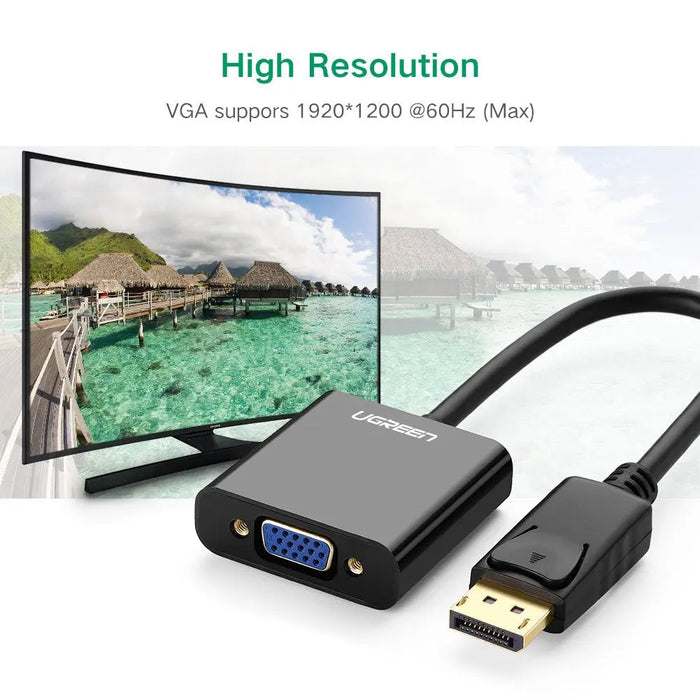 UGREEN DisplayPort to VGA Adapter DP Male to VGA Female Converter 1080P 60Hz Durable ABS Case Monitor Projector HDTV (20415)