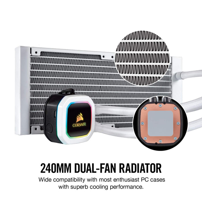 Corsair H100i RGB Platinum SE 240MM RADIATOR, DUAL 120MM LL SERIES PWM FANS, RGB LIGHTING WITH SOFTWARE, LIQUID CPU COOLER