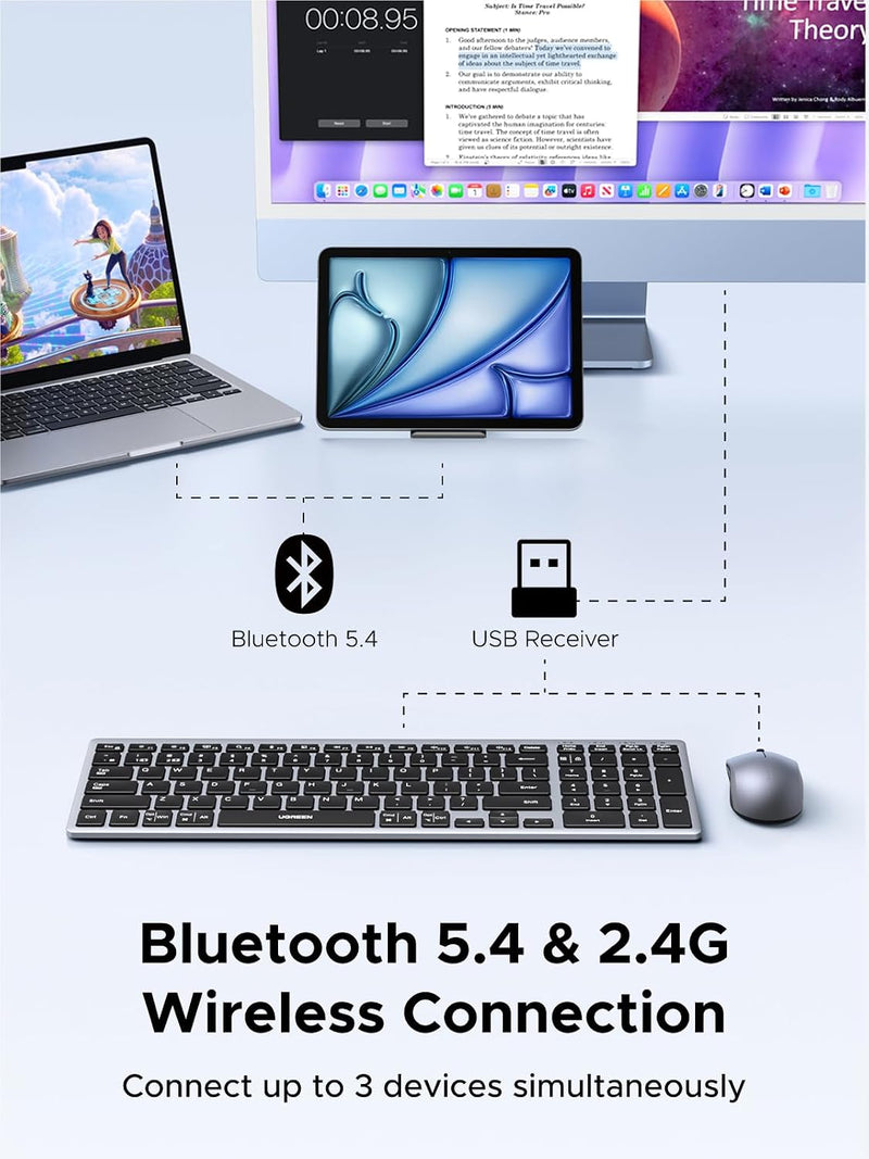 UGREEN 85513 Bluetooth keyboard and mouse combo Bluetooth 5.4 and 2.4G wireless connection