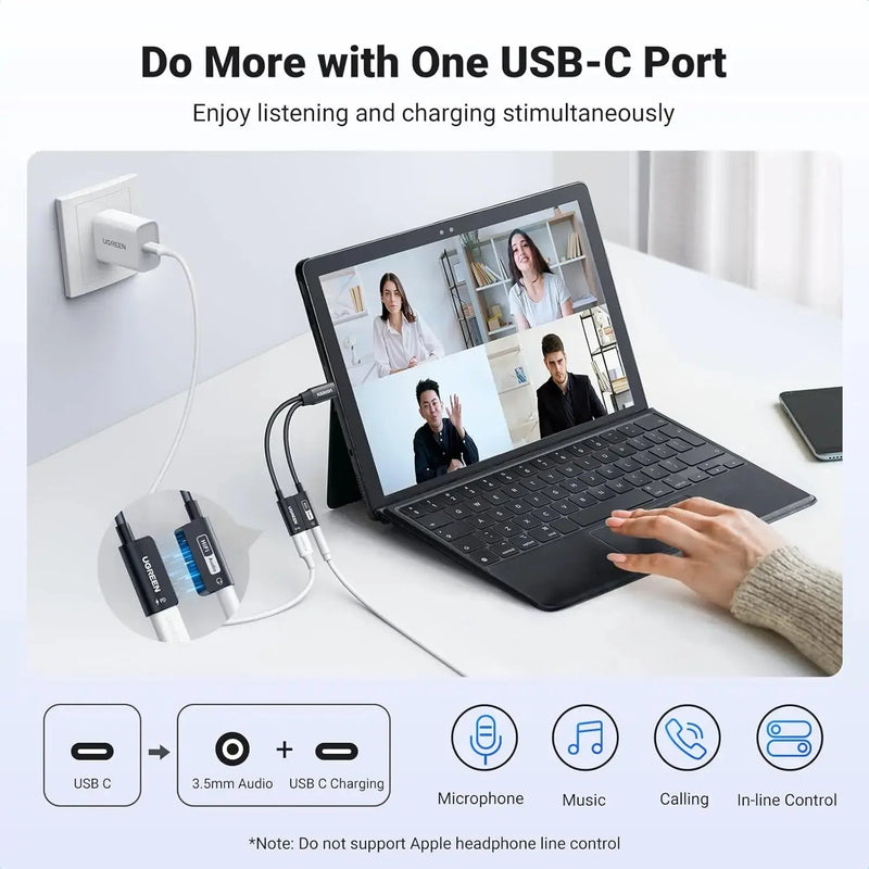 UGREEN Magnetic USB C to 3.5mm Audio Adapter Charger 2-in-1 Hi-Res 32bit/384kHz PD 60W iPhone 16 Pro Galaxy S24 (25837) Ugreen