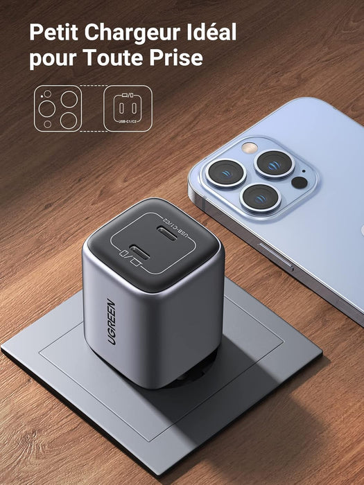 UGREEN 45W Nexode 2-Port USB C Charger GaN II Tech Galaxy S22 Ultra S21 MacBook Air iPhone 14 Pro Max Plus Wall (90573)