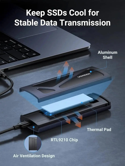 UGREEN NVMe M.2 SSD Enclosure USB 3.2 Gen 2 10Gbps High Speed Aluminum Portable M.2 to USB-C 2230 2242 2260 2280 15512 Ugreen
