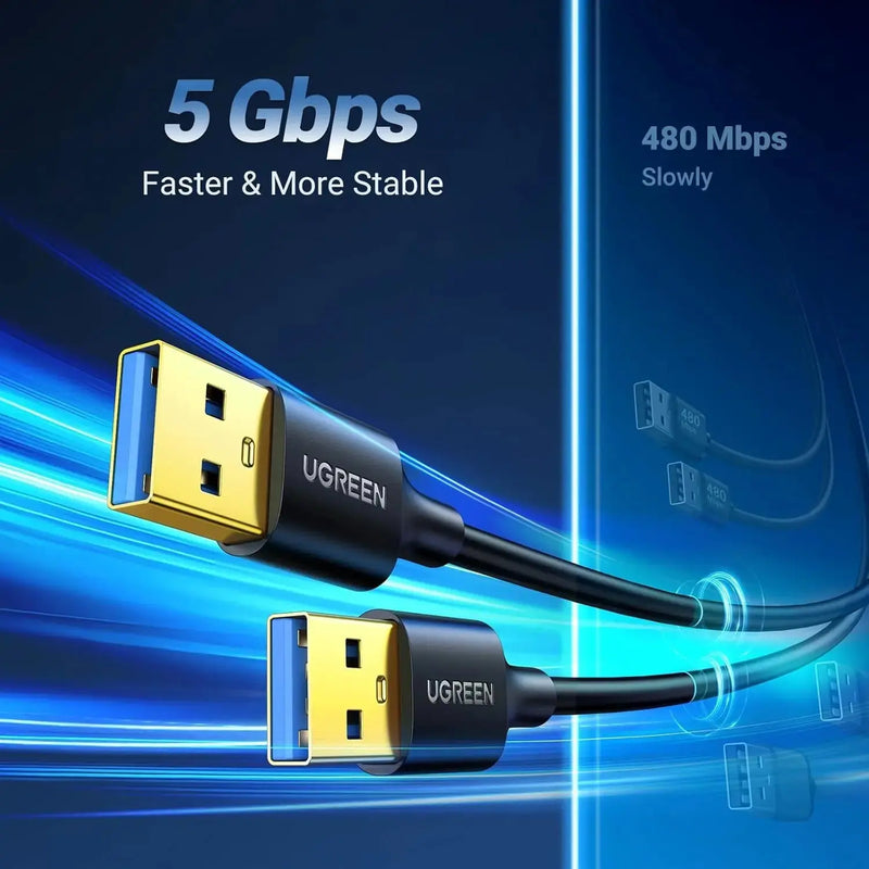 UGREEN USB to USB Cable 5Gbps USB 3.0 Nylon Durable Male to Male Hard Drive Camera DVD Player TV Hub Monitor 6.6ft 2M (10371) Ugreen
