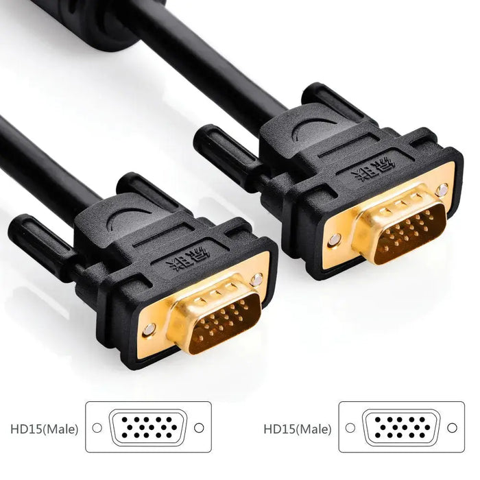 UGREEN 1.5M VGA Male to Male Cable Gold Plated Computer Monitor Cable LCD TV Projector Display Connection HD Video 11630 Ugreen
