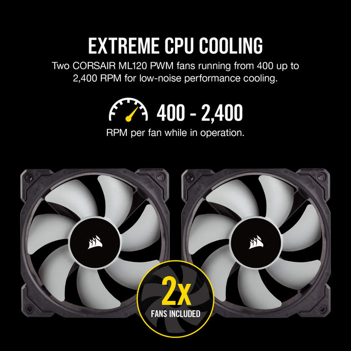 Corsair ICUE H100i Pro XT RGB,40MM RADIATOR, DUAL 120MM ML SERIES PWM FANS, ADVANCED RGB LIGHTING AND FAN CONTROL WITH SOFTWARE