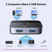 UGREEN USB Switch 2PC USB 3.0 2 in 2 Out Switch 2 USB A to A Cable Keyboard Mouse Printer Hard Drive USB Camera (35313) Ugreen
