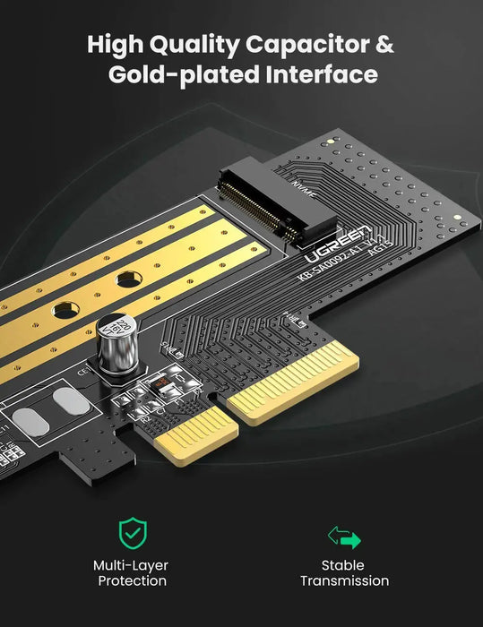 UGREEN M.2 NVMe to PCIe 3.0 x4 Adapter Card M-Key SSD 2280 2260 2242 2230 Desktop PCI Express Converter Card 70503 Ugreen