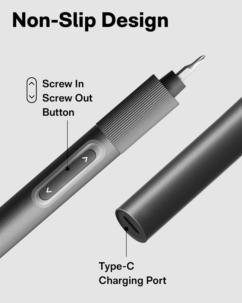 HOTO Electric Precision Screwdriver Set QWLSD010 | 170 RPM Cordless Driver, 25 S2-Steel Bits, USB-C Recharge, Magnetic Case | Ideal for Phones, Laptops, Gadgets & DIY Repair - Hoto India