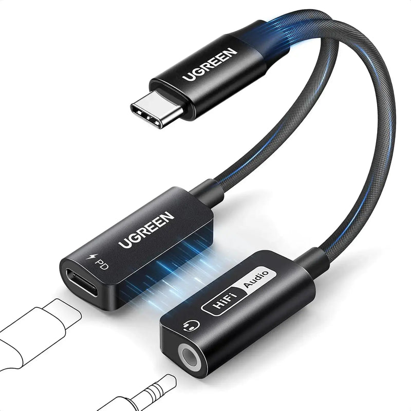 UGREEN Magnetic USB C to 3.5mm Audio Adapter Charger 2-in-1 Hi-Res 32bit/384kHz PD 60W iPhone 16 Pro Galaxy S24 (25837) Ugreen