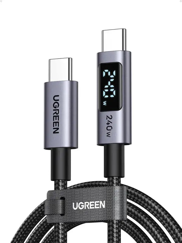 UGREEN 2m 240W USB C to USB-C Cable with Digital Display PD 3.1 Type C to C Fast Charging Cable Compatible with MacBook Pro M4/Air, iPad Pro 2025, HP EliteBook, iPhone Air/17/16, GalaxyS25 (65867) TeckPot