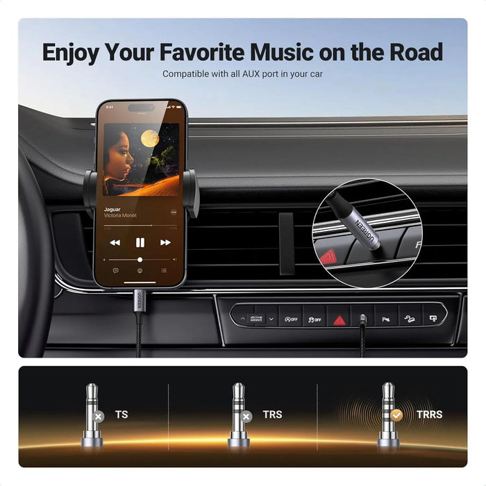 UGREEN USB C to 3.5mm Audio Cable 1M Type-C AUX Headphone Car Stereo Adapter Mic HiFi iPhone 16 15 Galaxy S25 iPad (35056) Ugreen