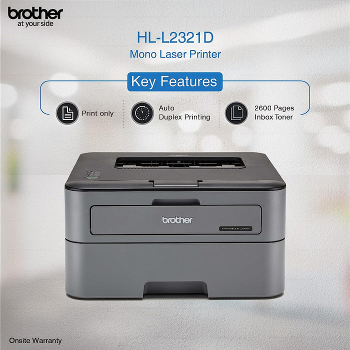 Brother HL-L2321D Single-Function Monochrome Laser Printer With Auto Duplex Printing-Black