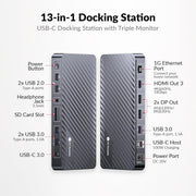 AV Access KD-S03 12-in-1 USB-C Docking Station – Triple Monitor Dock with 4K Display, 10Gbps Data, 100W Charging & Ethernet