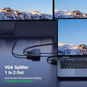 UGREEN VGA Splitter 1 In 2 Out Full HD 1080p Video Duplicator 1 VGA Input 2 VGA Outputs Monitor Projector HDTV PC Laptop 20918 Ugreen