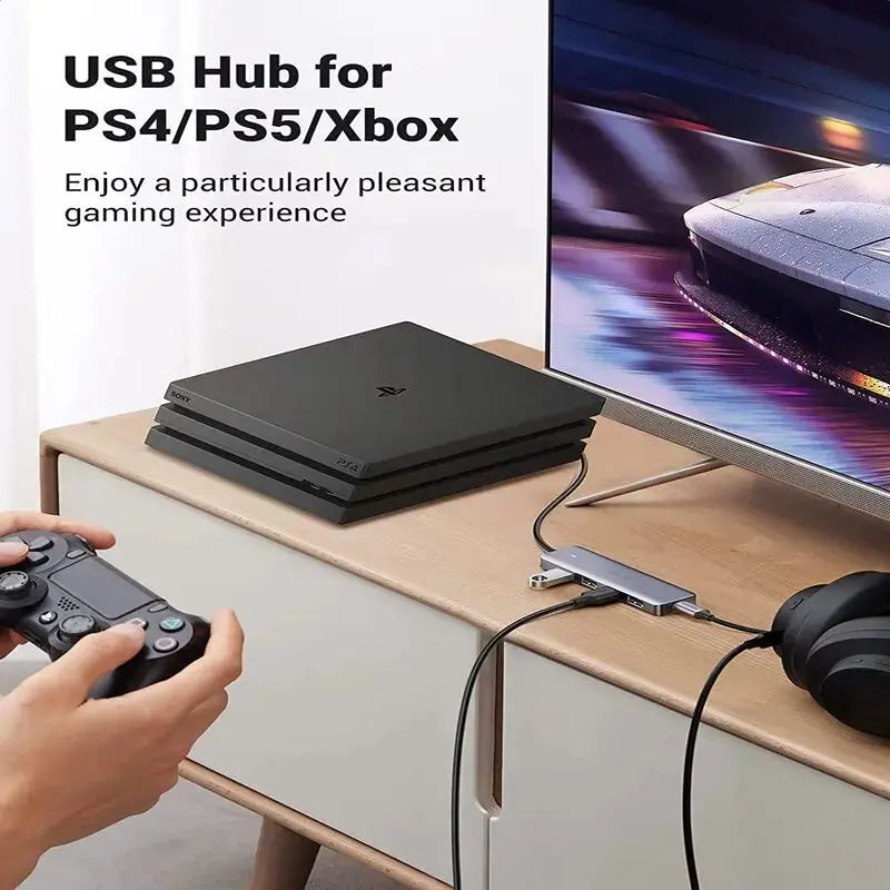 UGREEN 4-Port USB 3.0 Hub 5V Micro USB Power MacBook Mac Pro Mini iMac Surface XPS IdeaPad MateBook USB Flash Drive (50985) Ugreen
