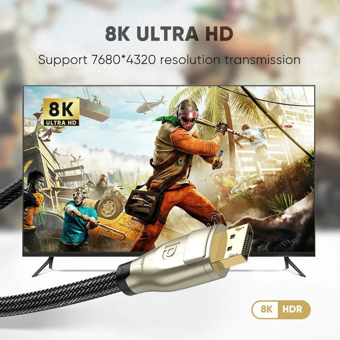 UGREEN 3M DisplayPort 1.4 Cable UHD Gold-Plated Zinc Alloy Braided 8K@60Hz 4K@144Hz 32.4Gbps HDP HDCP Gaming Monitor PC 60844