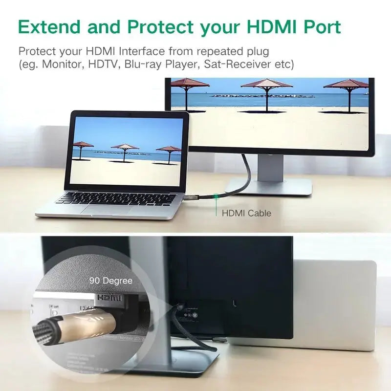 UGREEN HDMI 2.0 Male to Female Adapter Down Right Angle 90 Degree Gold Plated 4K 60Hz HDMI Extension Connector (20109) Ugreen