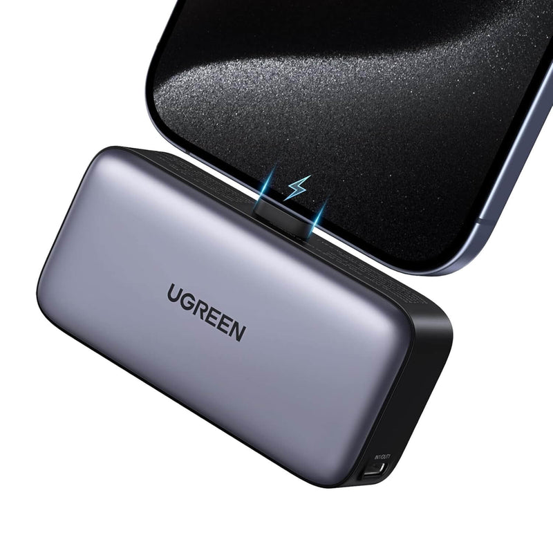 UGREEN PB503 35338 5000mAh 22.5W mini power bank with built-in USB-C close-up