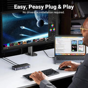 UGREEN USB 3.0 Switch 2 Computer Sharing USB C A Device 4 Port Switcher Keyboard Mouse Printer 2 USB3.0 Cable Remote (15705) Ugreen
