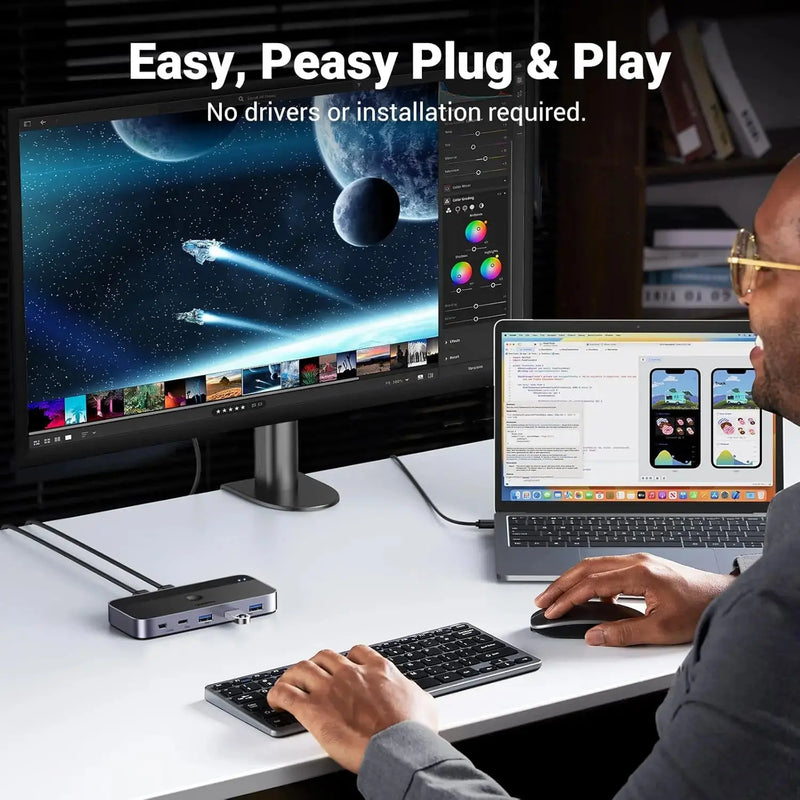 UGREEN USB 3.0 Switch 2 Computer Sharing USB C A Device 4 Port Switcher Keyboard Mouse Printer 2 USB3.0 Cable Remote (15705) Ugreen