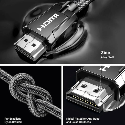 UGREEN HDMI 2.1 Cable 2M 8K@60Hz 4K@120Hz Ultra HD Braided Dynamic HDR eARC Dolby Vision PS5 Xbox Series X TV Monitor (70321) Ugreen