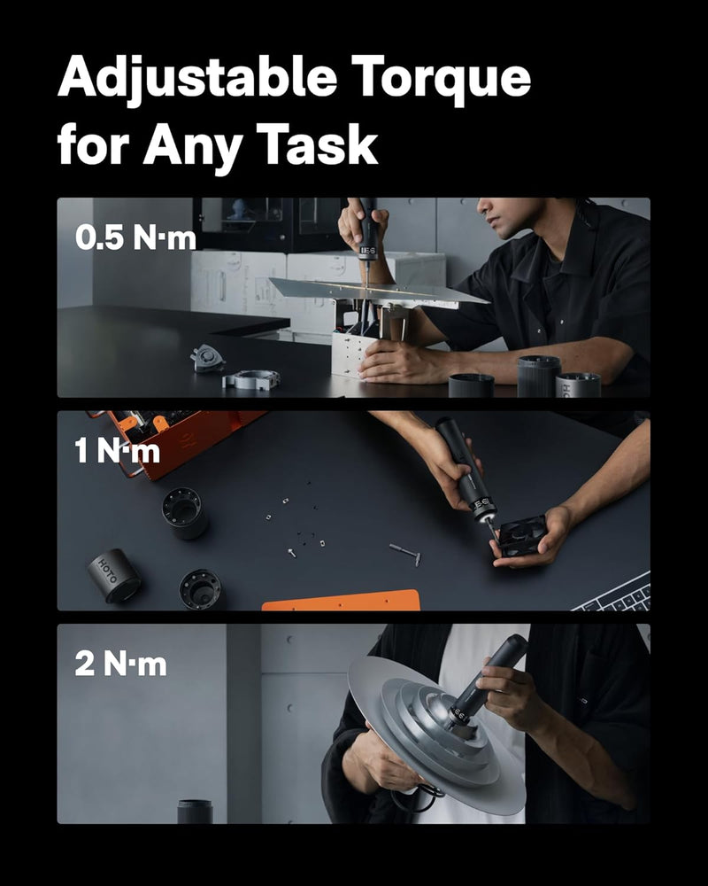 HOTO PixelDrive Cordless Screwdriver Set – Smart Display, 6 Torque Settings, 30 Bits (QWLSD014/HTE0033GL)
