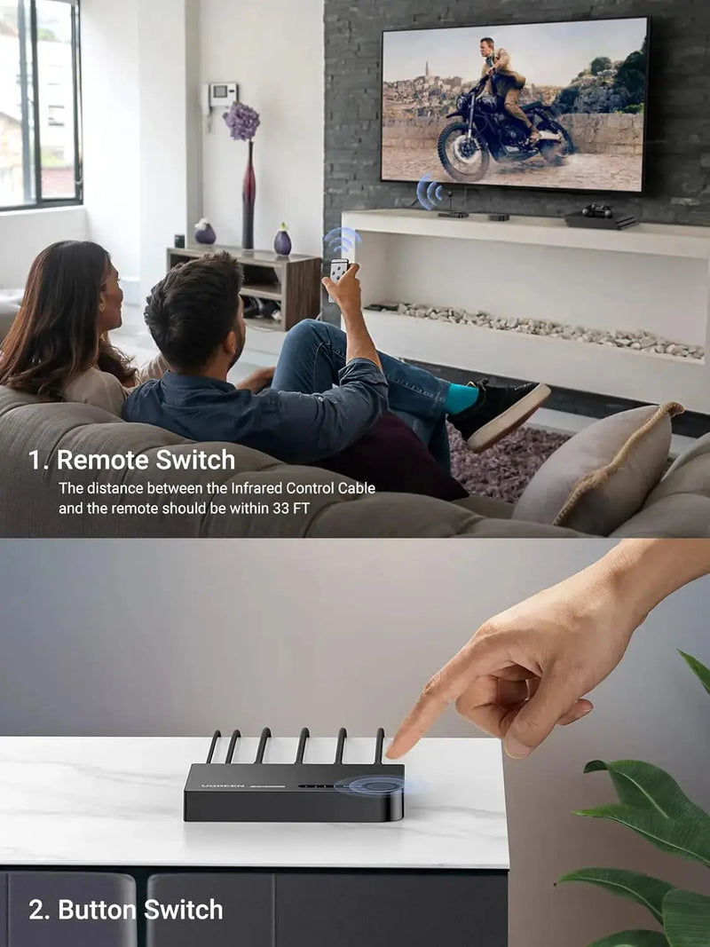 UGREEN 3x1 HDMI Switch 3 In 1 Out IR Wireless Remote 1080P 3D HDMI Switcher Laptop PS3 Xbox360 HD-DVD Gaming Console Switch 40234 Ugreen