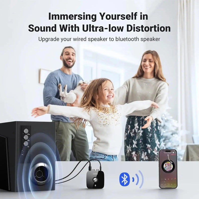 UGREEN Wireless Bluetooth 5.1 Receiver 2RCA aptX LL 3.5mm AUX Jack Music Adapter TV Car Audio Streaming 40759 Ugreen