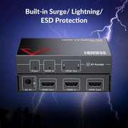 Av Access 4KSP12-S 4K HDMI 2.0 Splitter 1 In 2 Out, Auto Scaling, HDR, Dolby Vision, HDCP2.2/1.4 TeckPot