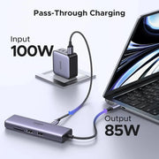 UGREEN 7-in-1 Multi-Functional Adapter 4K 60Hz HDMI Gigabit Ethernet 2 USB 3.0 100W PD SD/TF MacBook Dell Surface (60515) Ugreen