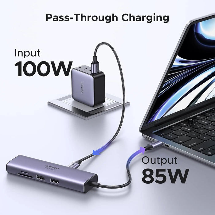 UGREEN 7-in-1 Multi-Functional Adapter 4K 60Hz HDMI Gigabit Ethernet 2 USB 3.0 100W PD SD/TF MacBook Dell Surface (60515) Ugreen
