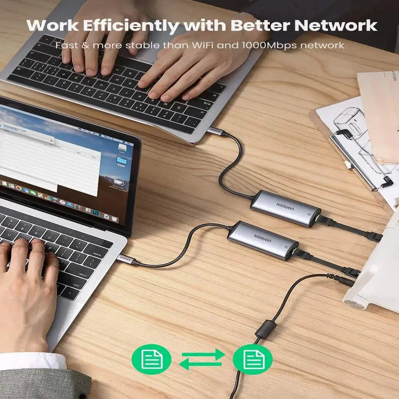 UGREEN USB C Ethernet Adapter 2.5G Thunderbolt 3 RJ45 Network Aluminum Case MacBook Pro iPad Pro Dell XPS Surface Windows 70446 Ugreen