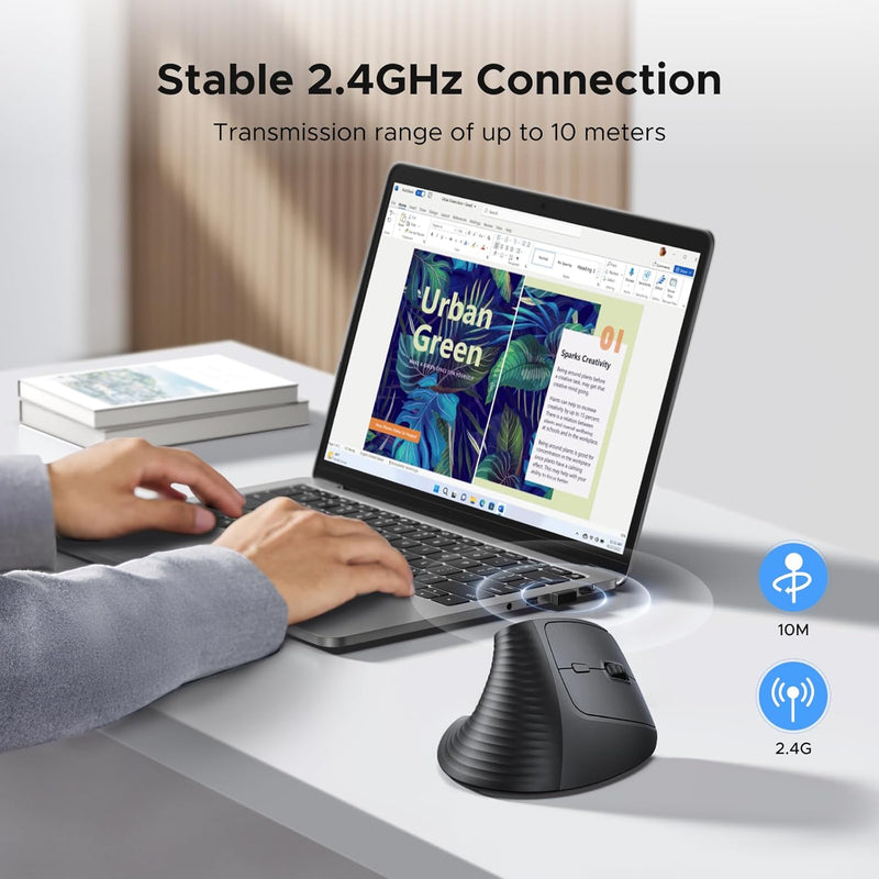 UGREEN M571 55916 wireless vertical ergonomic mouse stable 2.4GHz connection