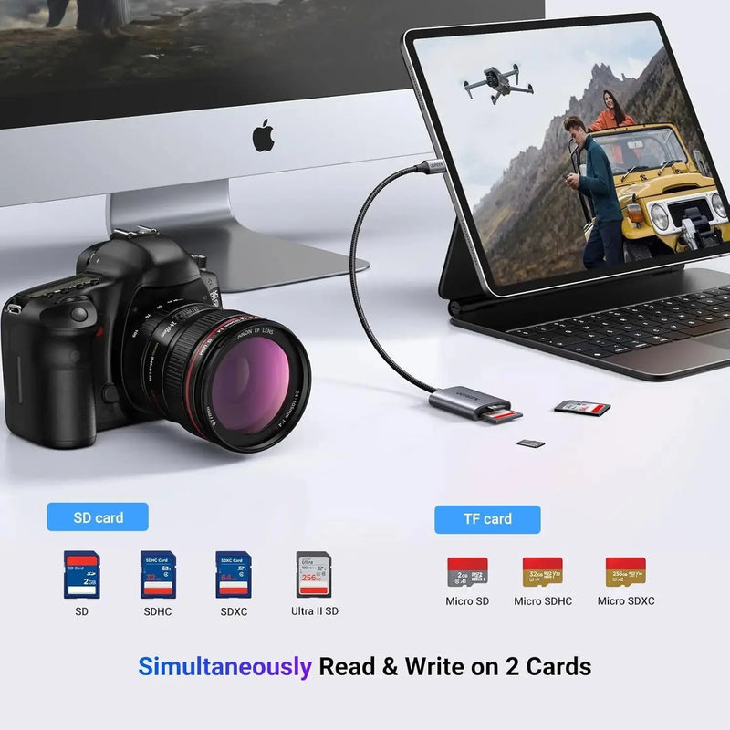 UGREEN USB-C SD Card Reader 2-in-1 5Gbps Micro SD TF Adapter OTG Camera MacBook iPad Pro Galaxy Android (80888) Ugreen