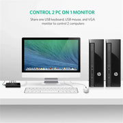 UGREEN 2-Port USB VGA KVM Switch Box 2 In 1 Out Video Sharing Adapter USB Interface Keyboard Mouse Monitor Control Black 30357 Ugreen