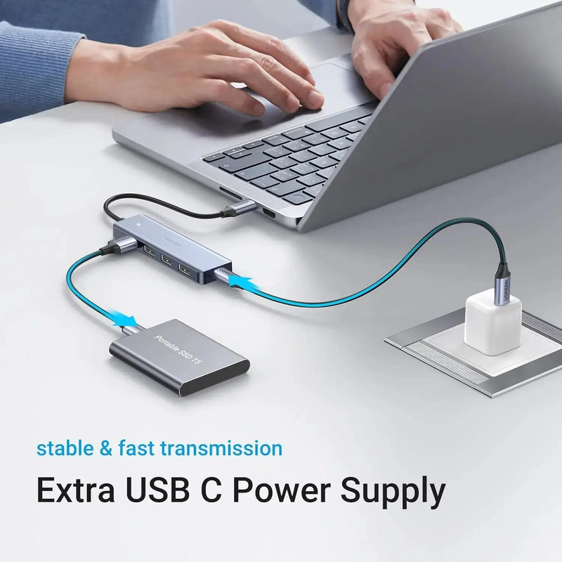 UGREEN 4-Port USB Type C Hub to USB 3.0 Adapter Micro USB Power MacBook Pro iMac Samsung Galaxy Note Dell XPS (70336) Ugreen