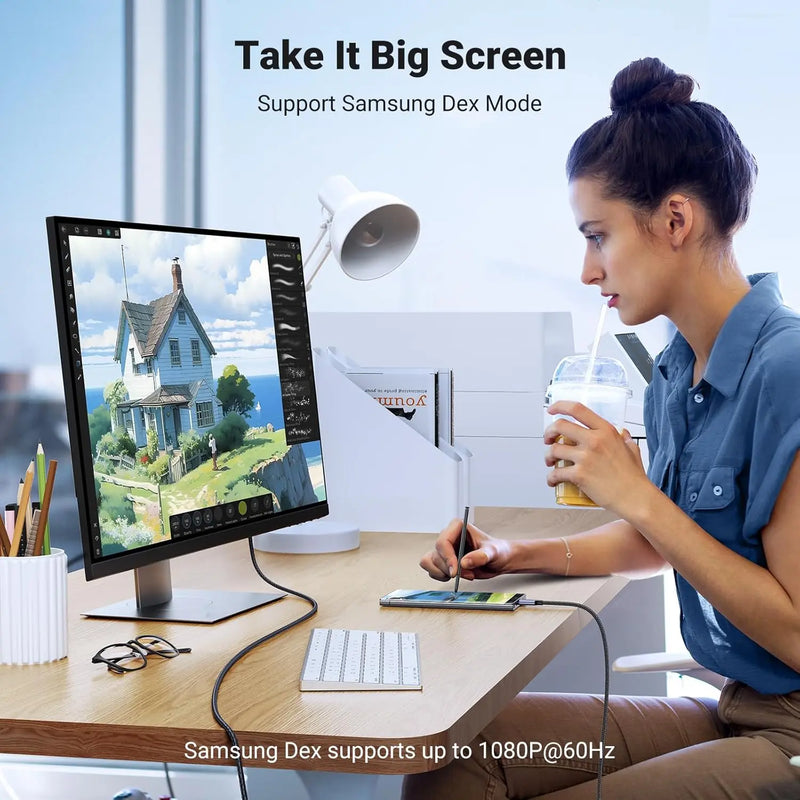 UGREEN 1M USB C to HDMI 2.1 Cable 8K@60Hz 4K@240/144/120Hz Type C Thunderbolt 4 HDMI HDR Lead Compatible with MacBook iMac Mac Mini iPad Pro iPhone 17 16 Galaxy Tab 10 S25 Surface XPS Pixel 10(35596) TeckPot
