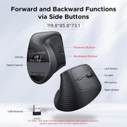 UGREEN M571 55916 wireless vertical ergonomic mouse forward and backward side buttons