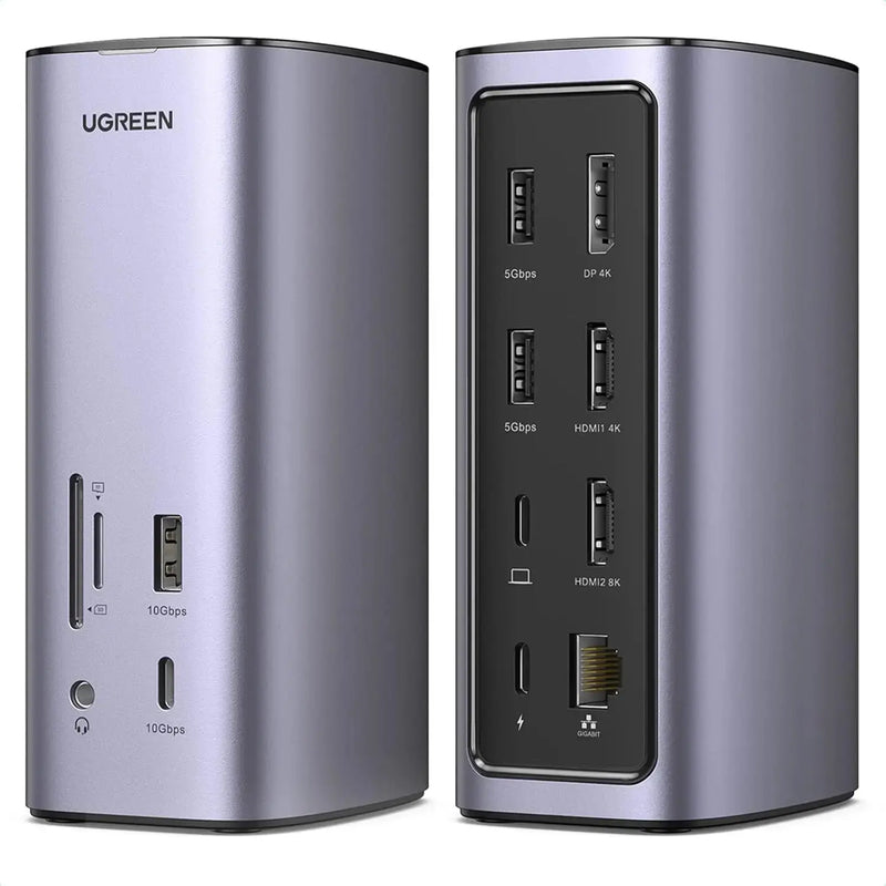 UGREEN 12-in-1 USB-C PD Docking Station HDMI DP 4K 60Hz 8K Triple Display 10Gbps USB-C USB-A 100W Ethernet SD/TF (90325) Ugreen