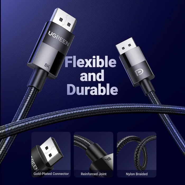 UGREEN 2M DisplayPort 1.4 Cable 8K@60Hz 4K@144Hz DP to DP High Speed HDR HBR3 DSC Monitor Graphics Card PC Laptop 80392