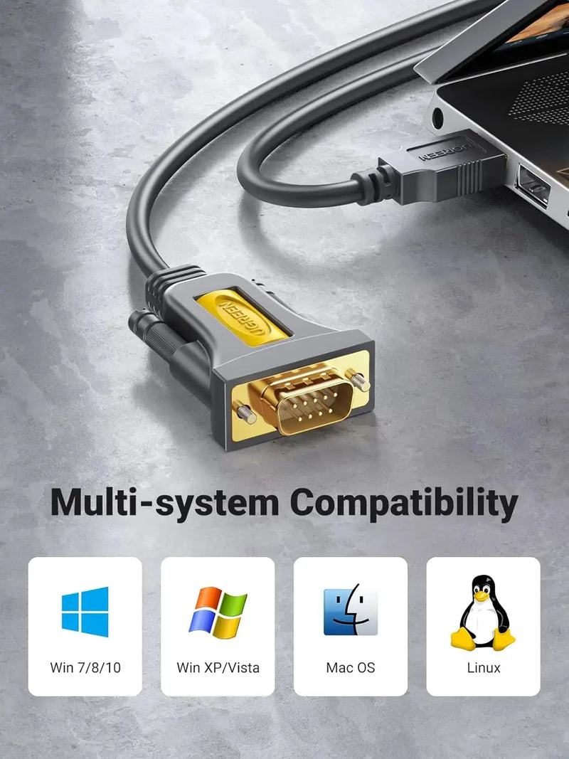 UGREEN USB to RS232 Adapter Cable 2M PL2303 Chipset DB9 Male Serial Converter PC Laptop Router CNC GPS (20222) Ugreen