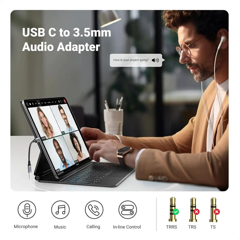 UGREEN USB C to 3.5mm Headphone Jack Adapter Type-C Male Female Audio Dongle iPhone 15 Samsung Galaxy Google Pixel (80154) Ugreen