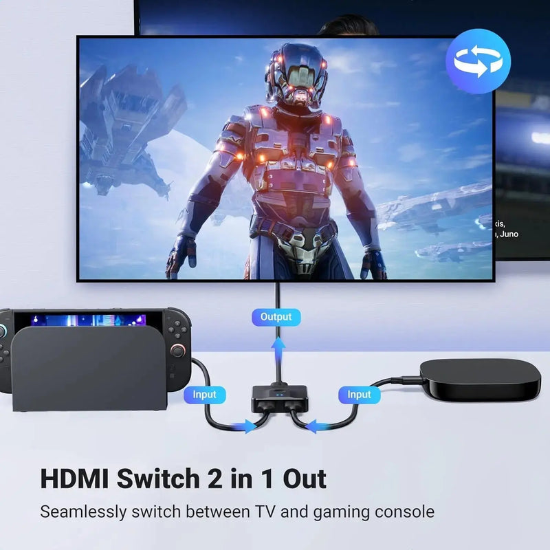 UGREEN HDMI Switch 2 In 1 Out Bi-Directional HDMI Splitter 4K@60Hz Full HD 1080P 3D Compatible TV Monitor Projector Display 50966 Ugreen