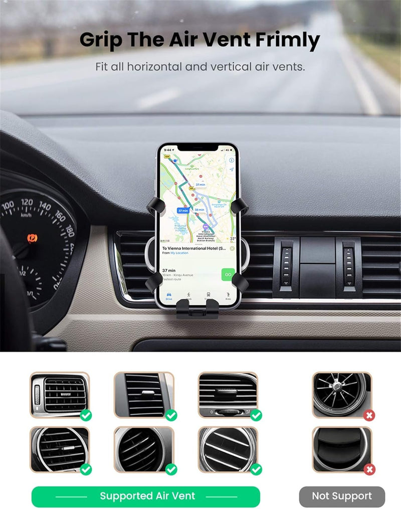 UGREEN LP228 80539 gravity air vent car phone holder grips the air vent firmly