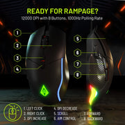 Archer Tech Lab Recurve 300 Wired Gaming Mouse 12KDPI 8 Buttons 6 Mode RGB-Black(Open Box) ARCHER TECH LAB