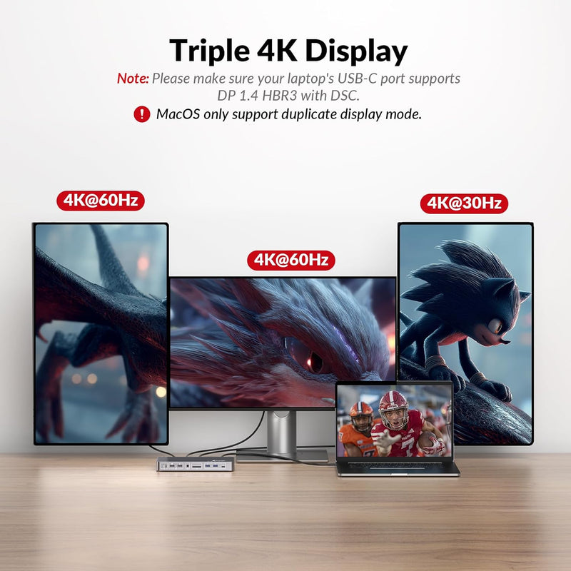 AV Access KD-S03 12-in-1 USB-C Docking Station – Triple Monitor Dock with 4K Display, 10Gbps Data, 100W Charging & Ethernet