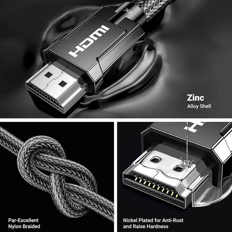 UGREEN 3M 8K@60Hz HDMI 2.1 Ultra Certified Zinc Alloy Braided 48Gbps Dynamic HDR Dolby Vision eARC Xbox PS5 Nintendo Switch 80602 Ugreen
