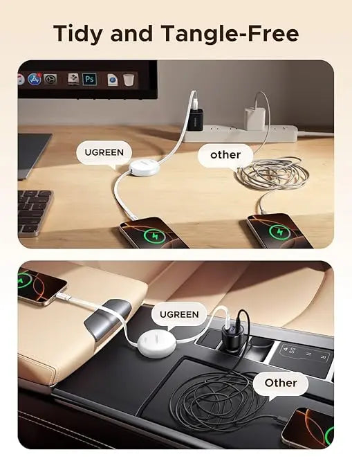 UGREEN Nexode 1m 100W Retractable USB-C to USB-C PD Fast Charging Cable | Adjustable Length Cable with Power Delivery & Data Sync for Phones, Laptops & Tablets( 95673 ) TeckPot